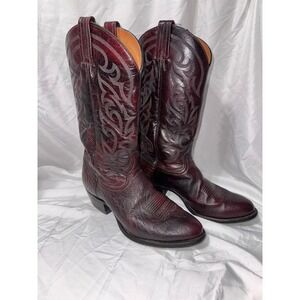 Tony Lama Mens Black Cherry Leather Western Cowboy Boots 03412 Burgundy 8.5 EE